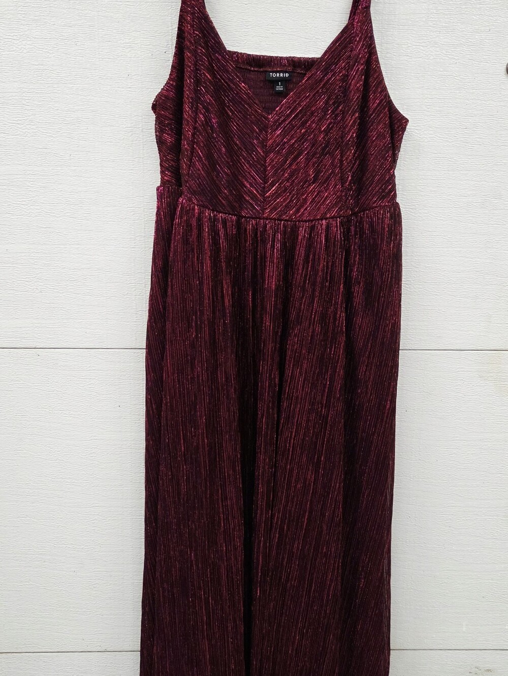 Torrid I Plus-Size Burgundy Sparkle Empire Midi Dress - Picture 4 of 7